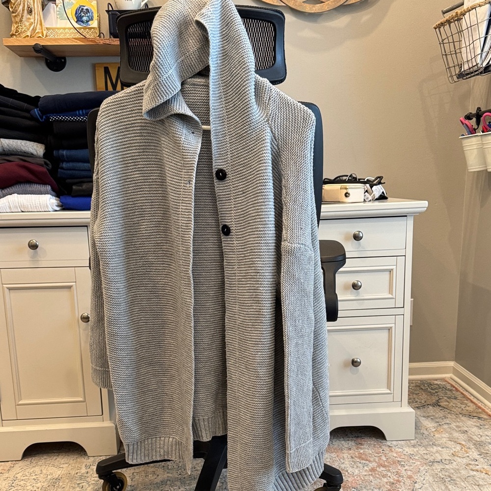 Casual Gray Women's Hooded Cardigan